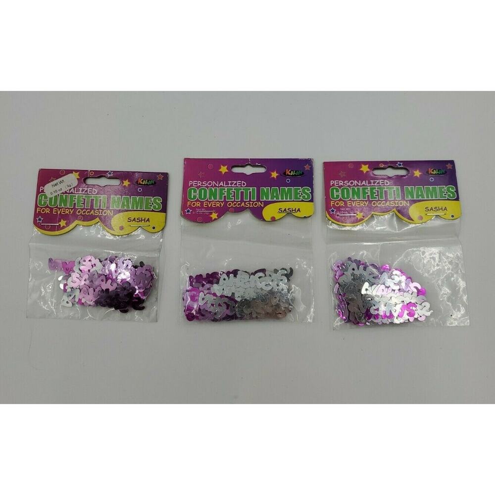 Personalized Name Confetti Sasha Foil Pink & Silver 3 Packs Party